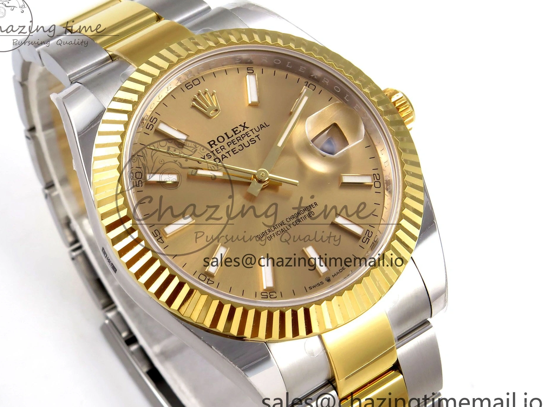 0110 Breathable DateJust 41 SS YG ARF 1:1 Best Edition 904L Steel YG Stick Dial on Oyster Bracelet SH 1260